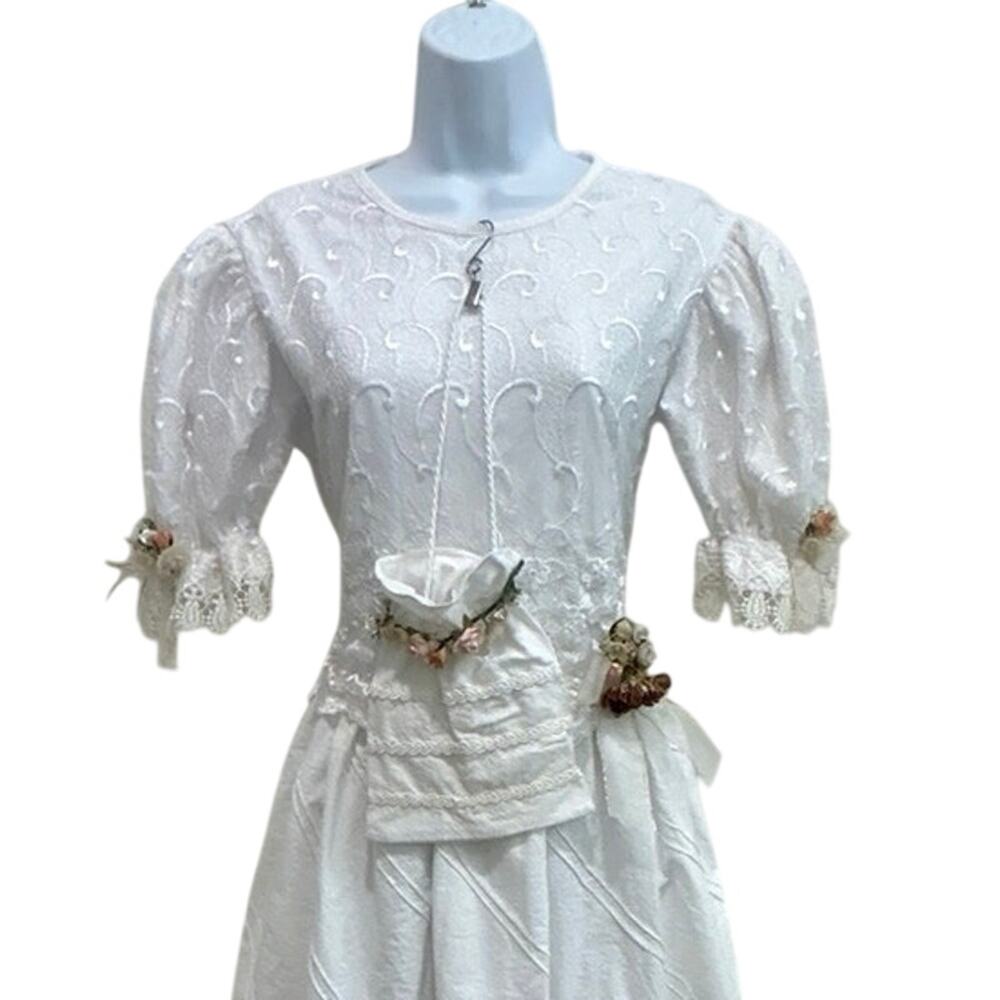 Vtg Girls XLG Wht Formal lace Dress Bridal Sacramental, Victorian Style 80s/90s